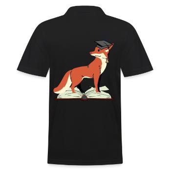 Fuchs Abitur lernen schlau klug Weisheit Weise - Männer Poloshirt - Schwarz - Hinten - Kai (181cm)