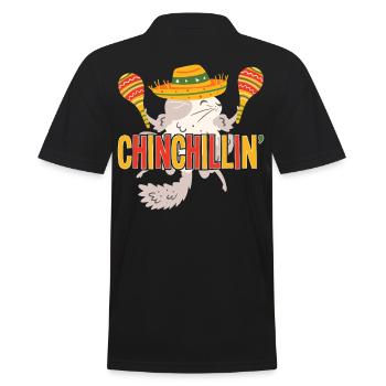 Chinchillin Mexican Artwork Chinchilla - Men's Polo Shirt - black - Back - Kai (181cm)