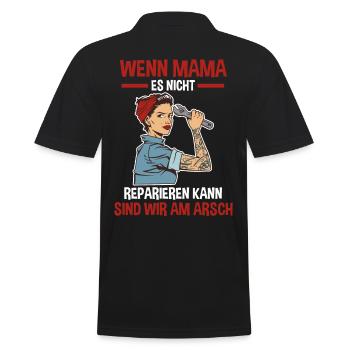Mutter Reparieren Mechaniker Garage Handwerker Mam - Männer Poloshirt - Schwarz - Hinten - Kai (181cm)