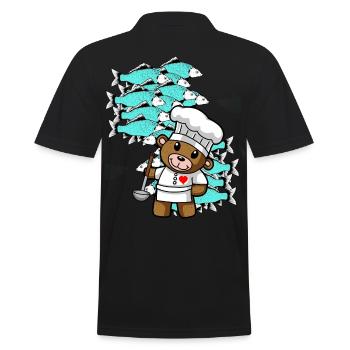 Fish Gourmet Kitchen Home Cook Teddy Chef - Men's Polo Shirt - black - Back - Kai (181cm)