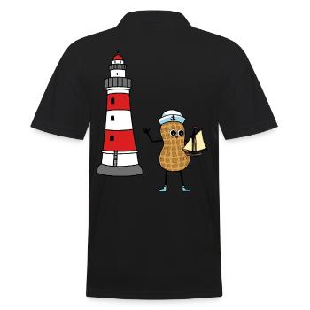 maritime Erdnuss Kind Seemann Leuchtturm Ahoi - Männer Poloshirt - Schwarz - Hinten - Kai (181cm)