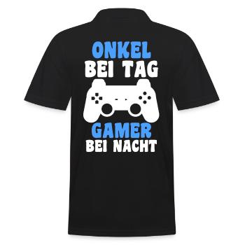 Patenonkel Gamer Zocker Pate Onkel - Männer Poloshirt - Schwarz - Hinten - Kai (181cm)