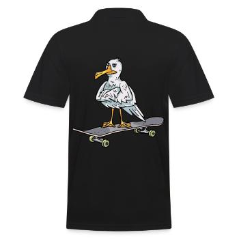 Skateboard Seagull Skating Skater Teens Kids - Men's Polo Shirt - black - Back - Kai (181cm)