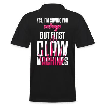 Saving For College But First Claw Machine - Men's Polo Shirt - black - Back - Kai (181cm)