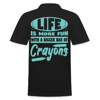 Life Is More Fun With Bigger Box Of Crayons - Men's Polo Shirt - black - Back - Kai (181cm)