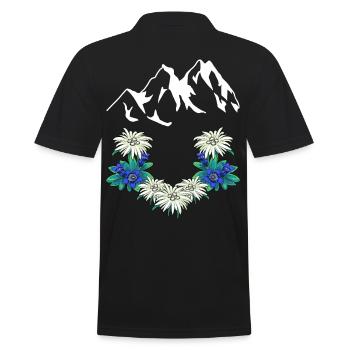Autriche Suisse Montagnes Montagnes Gentiane Edelweiss - Polo Homme - noir - Dos - Kai (181cm)