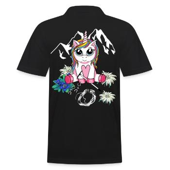 Alpen Einhorn Bergsteiger Bergsport Kind abseilen - Männer Poloshirt - Schwarz - Hinten - Kai (181cm)