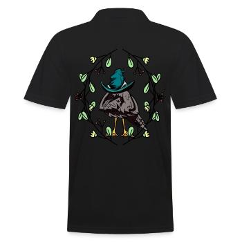 Early Spring Raven Crow Sleepy Hat Spring - Men's Polo Shirt - black - Back - Kai (181cm)