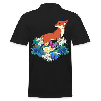 Early Spring Wild Animals Forest Animals Foxes - Men's Polo Shirt - black - Back - Kai (181cm)