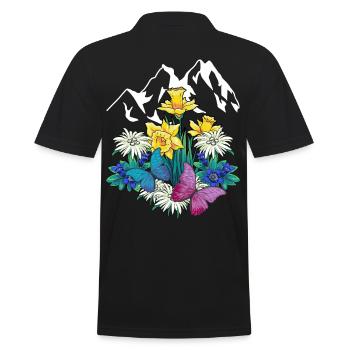 Austria Tyrol Spring Nature Nature Lovers Alm - Men's Polo Shirt - black - Back - Kai (181cm)