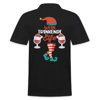 Weinachten Weihnachtself Wein Elfe Elfen - Männer Poloshirt - Schwarz - Hinten - Kai (181cm)