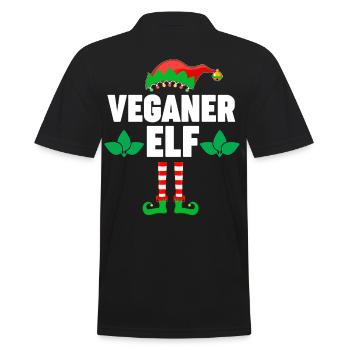 Weinachten Weihnachtself Veganer Elf Elfen - Männer Poloshirt - Schwarz - Hinten - Kai (181cm)