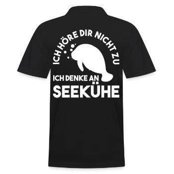 Meerkuh Seekuh - Männer Poloshirt - Schwarz - Hinten - Kai (181cm)