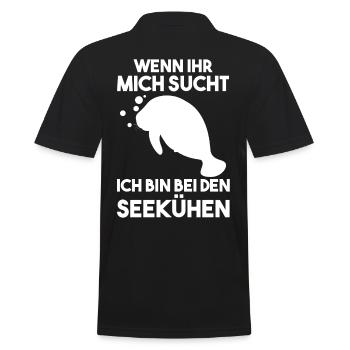 Meerkuh Seekuh - Männer Poloshirt - Schwarz - Hinten - Kai (181cm)