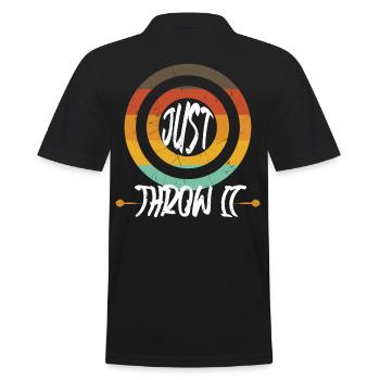Just Throw It Darts Aiming Bullseye - Men's Polo Shirt - black - Back - Kai (181cm)