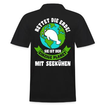 Meerkuh Seekuh - Männer Poloshirt - Schwarz - Hinten - Kai (181cm)