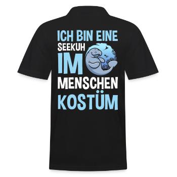 Meerkuh Seekuh - Männer Poloshirt - Schwarz - Hinten - Kai (181cm)