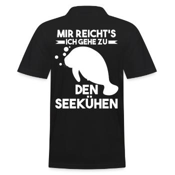 Meerkuh Seekuh - Männer Poloshirt - Schwarz - Hinten - Kai (181cm)