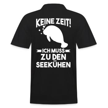 Meerkuh Seekuh - Männer Poloshirt - Schwarz - Hinten - Kai (181cm)