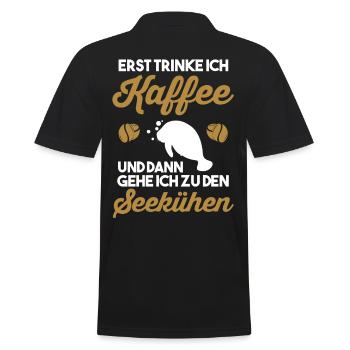 Meerkuh Kaffee Seekuh - Männer Poloshirt - Schwarz - Hinten - Kai (181cm)