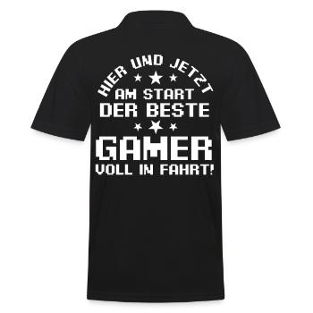 Gaming Zocken Zocker Gamer - Männer Poloshirt - Schwarz - Hinten - Kai (181cm)