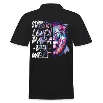 Lion | Vintage | Gift | Best dad in the world - Men's Polo Shirt - black - Back - Kai (181cm)