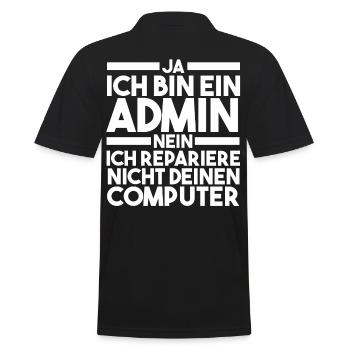 Informatiker Programmierer Admin Administrator - Männer Poloshirt - Schwarz - Hinten - Kai (181cm)
