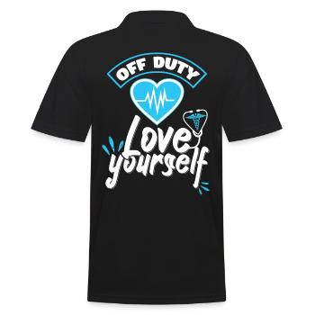Off Duty Love Yourself - Men's Polo Shirt - black - Back - Kai (181cm)