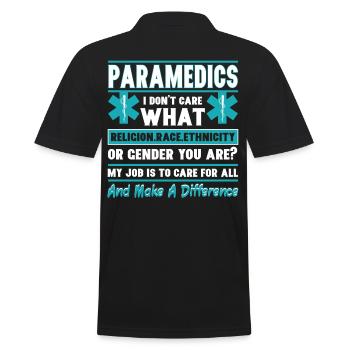 Paramedics I Care For All Religion Race Gender - Men's Polo Shirt - black - Back - Kai (181cm)