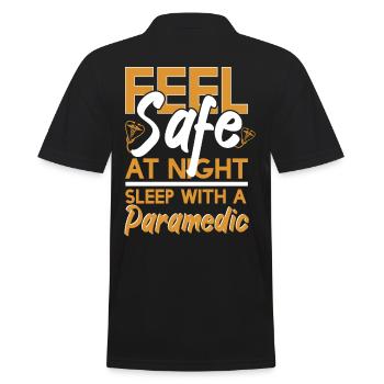 Feel Safe At Night Sleep With A Paramedic - Men's Polo Shirt - black - Back - Kai (181cm)