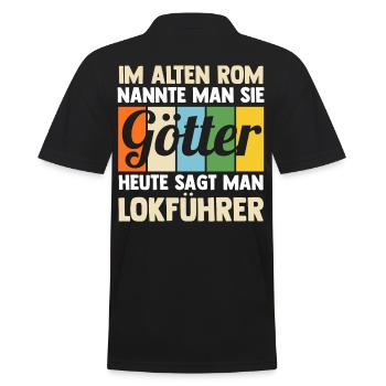 Eisenbahn Dampflok Lokomotive Lokführer - Männer Poloshirt - Schwarz - Hinten - Kai (181cm)