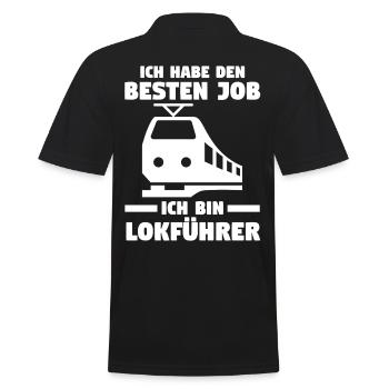 Eisenbahn Dampflok Lokomotive Lokführer - Männer Poloshirt - Schwarz - Hinten - Kai (181cm)