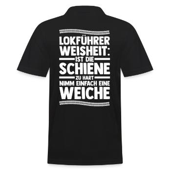 Eisenbahn Dampflok Lokomotive Lokführer - Männer Poloshirt - Schwarz - Hinten - Kai (181cm)