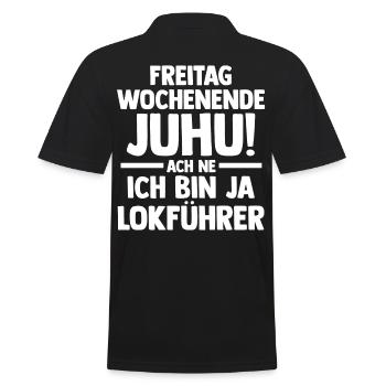 Eisenbahn Dampflok Lokomotive Lokführer - Männer Poloshirt - Schwarz - Hinten - Kai (181cm)