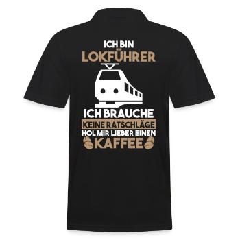 Eisenbahn Dampflok Lokomotive Kaffee Lokführer - Männer Poloshirt - Schwarz - Hinten - Kai (181cm)