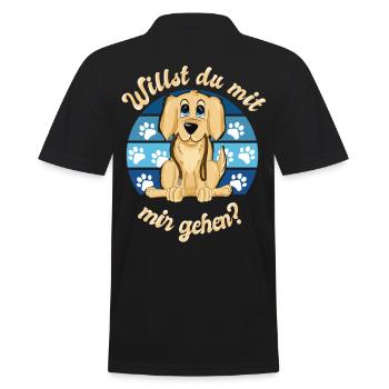 Labrador Golden Retriever puppy wants to go with him - Men's Polo Shirt - black - Back - Kai (181cm)