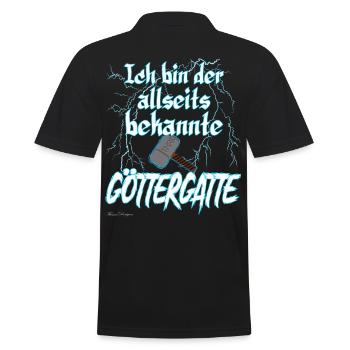 Göttergatte ein wahrlich göttlicher Ehemann - Männer Poloshirt - Schwarz - Hinten - Kai (181cm)