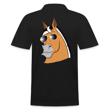 cooles Fjordpferd mit Sonnenbrille lustiges Fjord - Männer Poloshirt - Schwarz - Hinten - Kai (181cm)