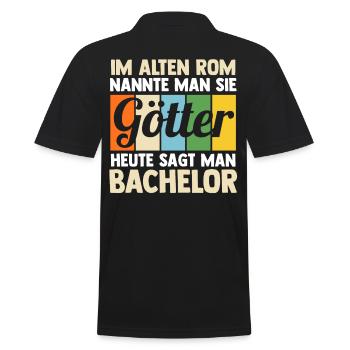 Student Akademiker Uni Abschlussfeier Bachelor - Männer Poloshirt - Schwarz - Hinten - Kai (181cm)