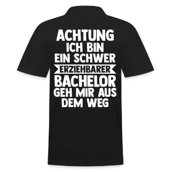 Student Akademiker Uni Abschlussfeier Bachelor - Männer Poloshirt - Schwarz - Hinten - Kai (181cm)
