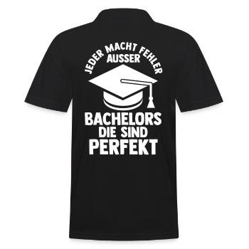 Student Akademiker Kuh Uni Abschlussfeier Bachelor - Männer Poloshirt - Schwarz - Hinten - Kai (181cm)