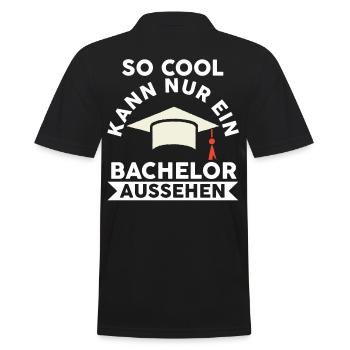 Student Akademiker Uni Abschlussfeier Bachelor - Männer Poloshirt - Schwarz - Hinten - Kai (181cm)