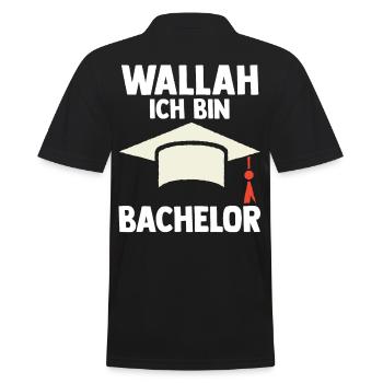 Student Akademiker Uni Abschlussfeier Bachelor - Männer Poloshirt - Schwarz - Hinten - Kai (181cm)