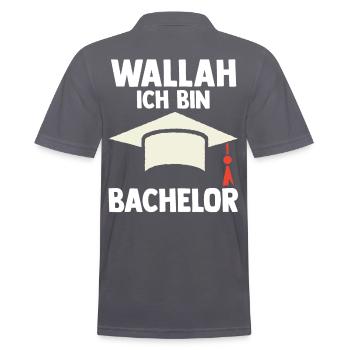 Student Akademiker Uni Abschlussfeier Bachelor - Männer Poloshirt - Anthrazit - Hinten - Nico (186cm)