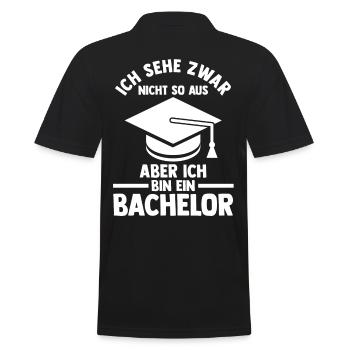 Student Akademiker Uni Abschlussfeier Bachelor - Männer Poloshirt - Schwarz - Hinten - Kai (181cm)