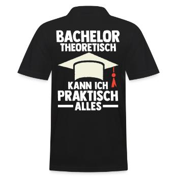 Student Akademiker Uni Abschlussfeier Bachelor - Männer Poloshirt - Schwarz - Hinten - Kai (181cm)