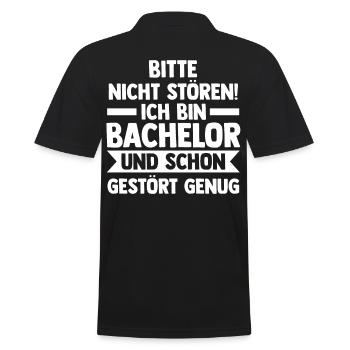 Student Akademiker Uni Abschlussfeier Bachelor - Männer Poloshirt - Schwarz - Hinten - Kai (181cm)