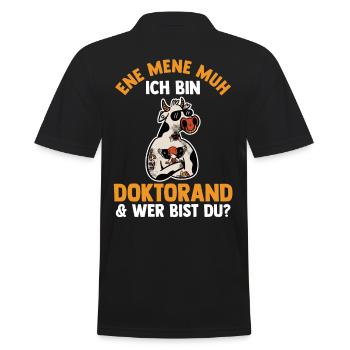 Doktor Abschluss Kuh Doktorand Promotion Doktortit - Männer Poloshirt - Schwarz - Hinten - Kai (181cm)