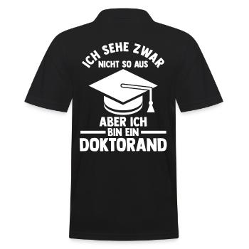 Doktor Abschluss Doktorand Promotion Doktortitel - Männer Poloshirt - Schwarz - Hinten - Kai (181cm)