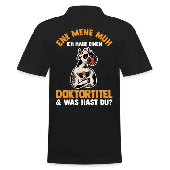 Doktor Abschluss Kuh Doktorand Promotion Doktortit - Männer Poloshirt - Schwarz - Hinten - Kai (181cm)